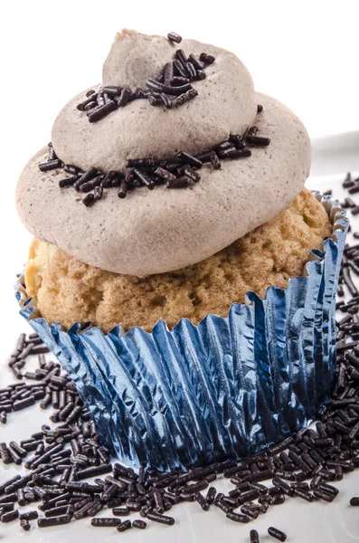 Cupcake with chocolate butter cream — Stock Photo, Image