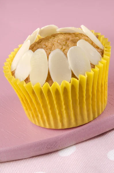 Madeira cupcake with almond sliver — Stock Photo, Image
