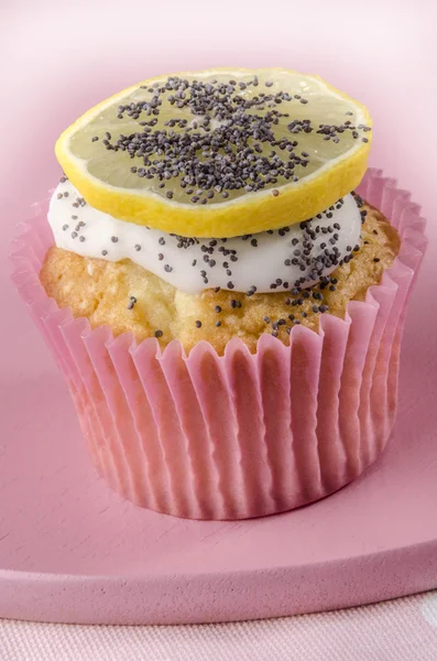 Madeira cupcake with poppy seed — Stock Photo, Image