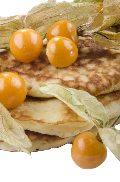 Pancake with physalis on a white background — Stock Photo, Image
