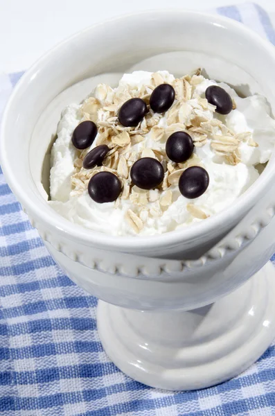 Organic yogurt with oatmeal — Stock Photo, Image