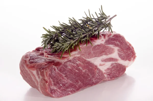 Raw pork neck with rosemary — Stock Photo, Image
