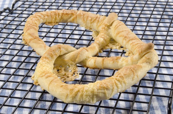 Home made Bavarian cheese pretzel — Stock Photo, Image