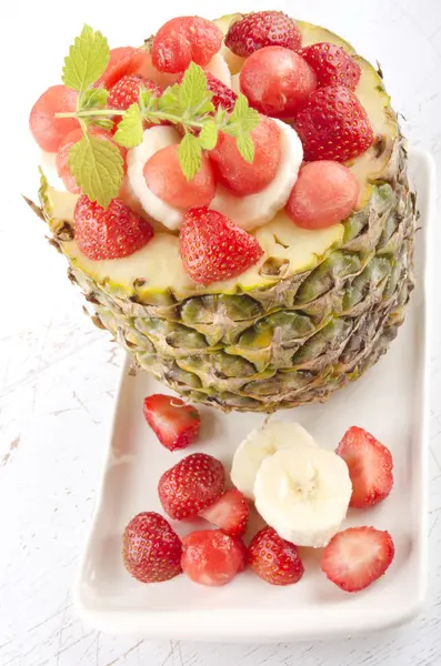 Fruit dessert with pineapple — Stock Photo, Image