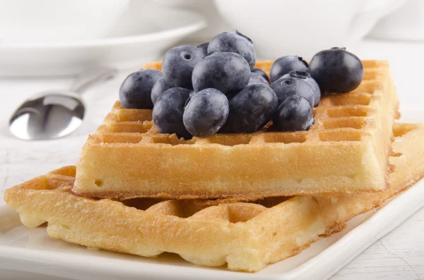 Home made waffle with blueberries — Stock Photo, Image