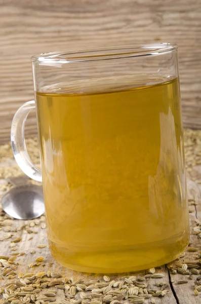 Teplý fenyklový čaj ve skle — Stock fotografie