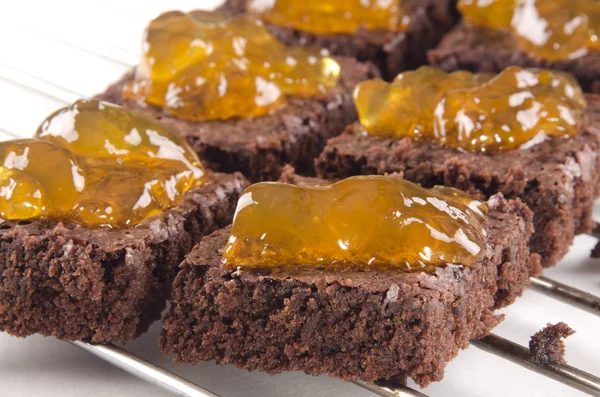 Brownie gebacken mit orangefarbener Whiskey-Marmelade — Stockfoto