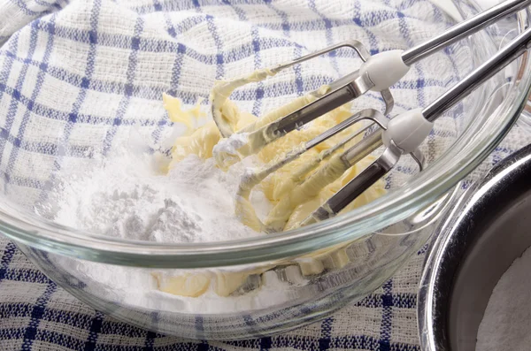 Powdered sugar and airy butter — Stock Photo, Image