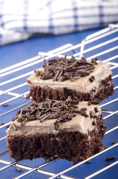 Home made brownie with chocolate buttercream — Stock Photo, Image