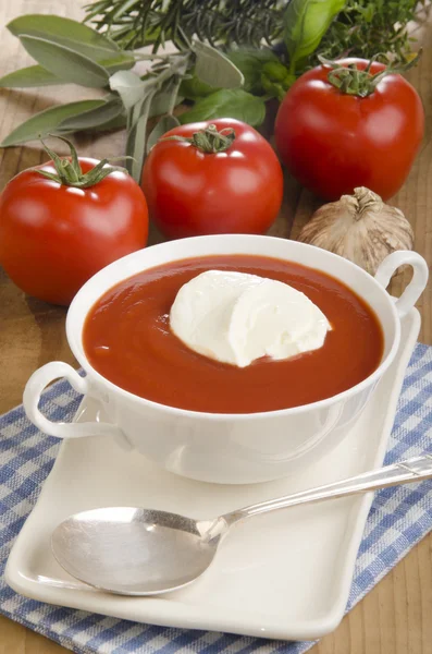 サワークリームトマトスープ — ストック写真