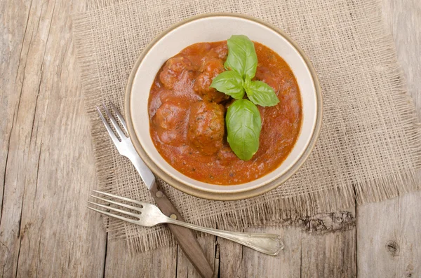 Almôndegas italianas em molho de tomate — Fotografia de Stock