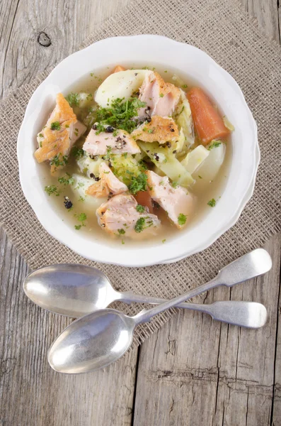 Ikan salmon rebus liar Irlandia dalam mangkuk — Stok Foto