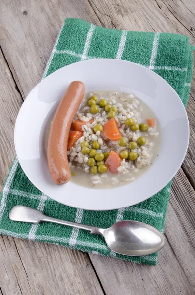 pearl barley soup with sausage