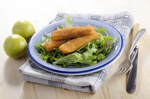 Goujons de frango frito com salada — Fotografia de Stock