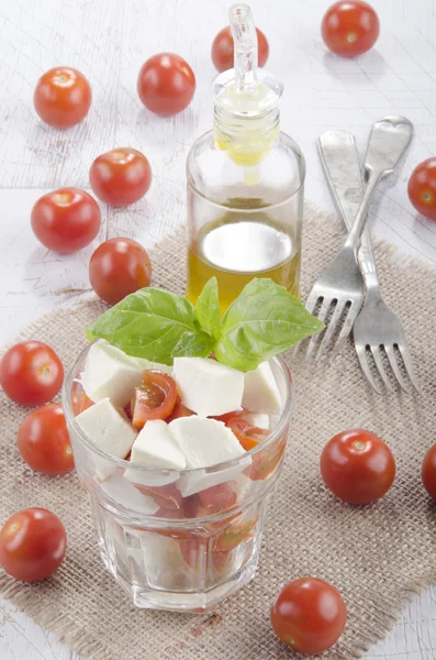 Fresh italian salad in a glass — Stock Photo, Image