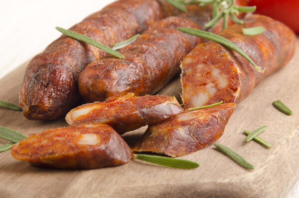 sliced spanish chorizo with rosemary