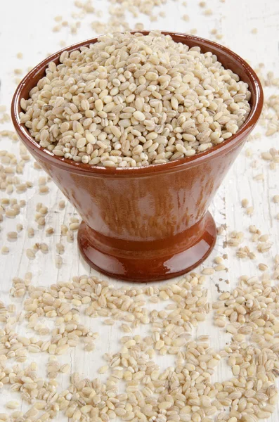 Hulled pearl barley in a bowl — Stock Photo, Image