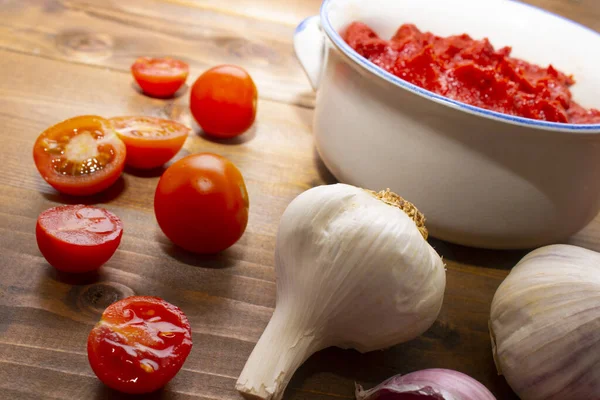 Ingredients Make Home Made Vegan Tomato Soup — Stock Photo, Image