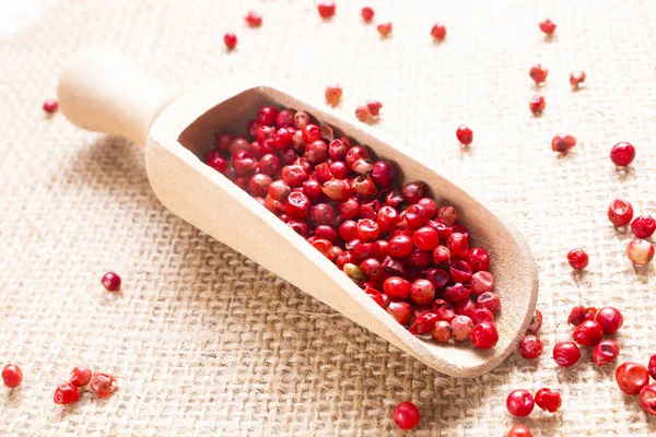 Small Wooden Shovel Some Loose Red Peppercorn Stock Photo