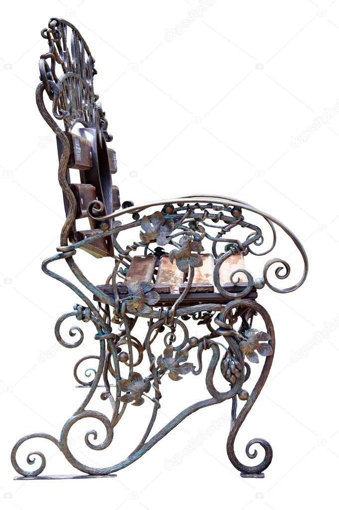 Forged Bench with grape ornament.