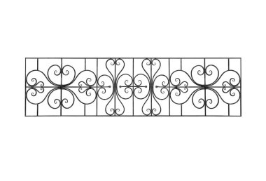 Eski işlenmiş demir bariyer. Beyaz arkaplan üzerinde izole edilmiş.