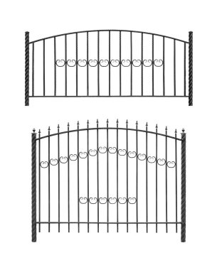 Alçak ve yüksek çitler. Eski usul. Beyaz arkaplanda izole.