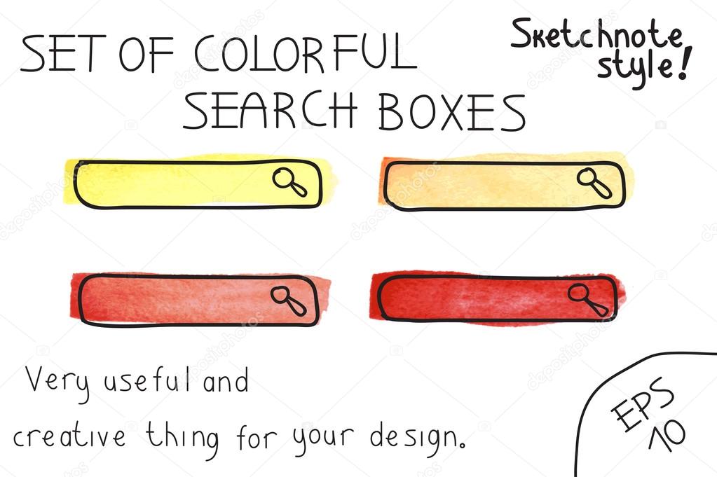 Set of colorful  search boxes
