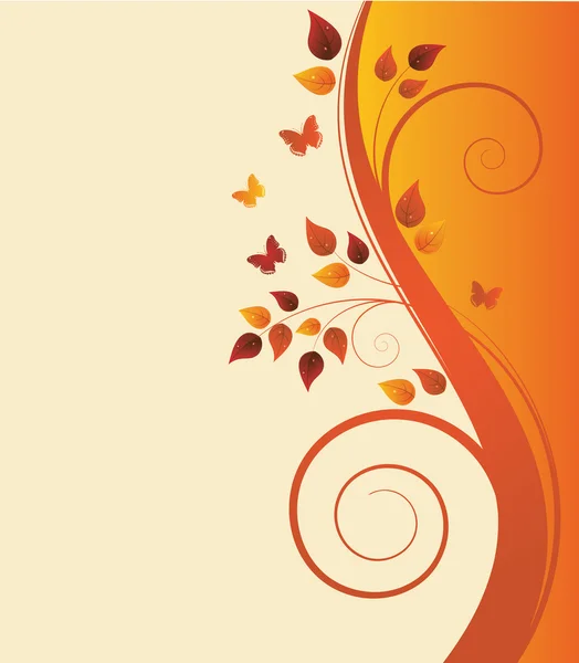 Árvore mágica de outono com borboletas e espaço para texto — Vetor de Stock