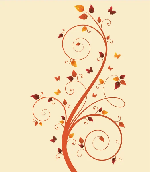 Zauberhafter Herbstbaum mit Schmetterlingen und Platz für Text — Stockvektor