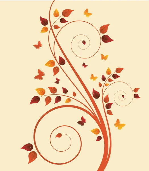 Magic autumn tree with butterflies and space for text Stok Vektör