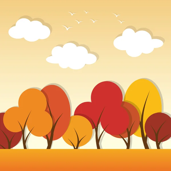 Vector otoño papel apliques paisaje — Vector de stock