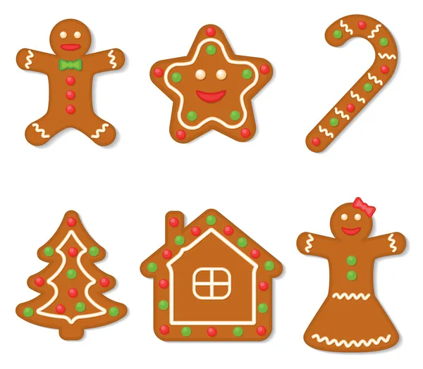 Vector collection of gingerbread figures — Stock Vector