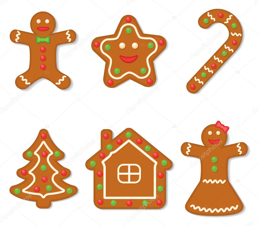 Vector collection of gingerbread figures
