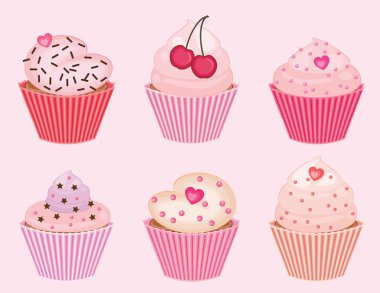 vektör valentine's cupcakes topluluğu