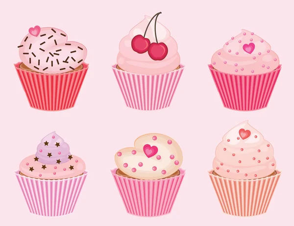 Collection of vector valentine's cupcakes — Stock Vector