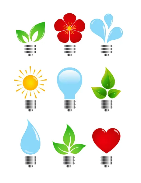 Creative elegance ecological bulb set — Stock Vector