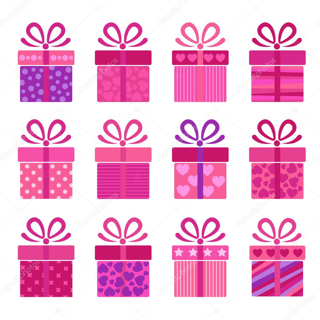 Collection of vector present boxes