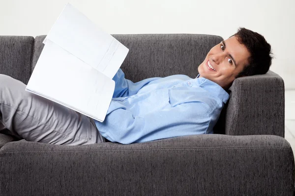 Magazine Young Man Holding — Photo