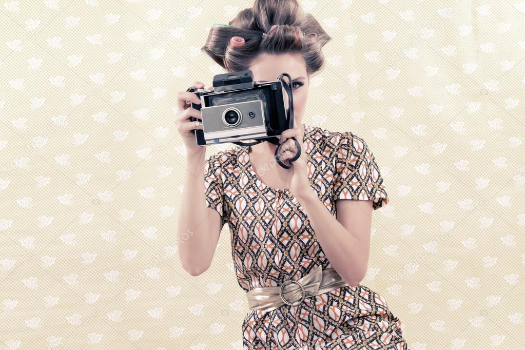 Retro Woman with 4x6 Camera