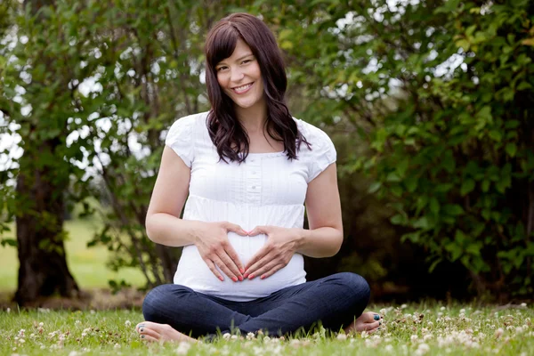 Portrait of Happy Pregnant Woman Stock Photo