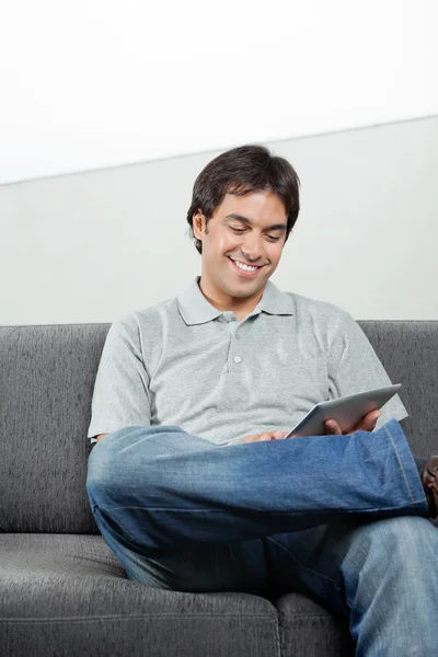 Happy Man Using Digital Tablet — Stock Photo, Image