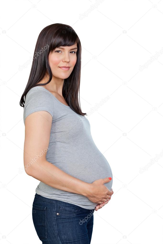 Pregnant Woman With Hands On Stomach