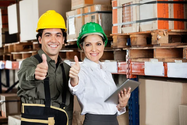 Supervisor And Foreman Gesturing Thumbs Up — Stock Photo, Image