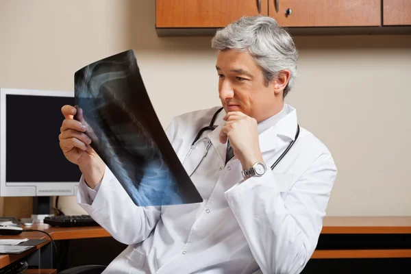 Radiologista Analisando Raio-X de Ombro — Fotografia de Stock