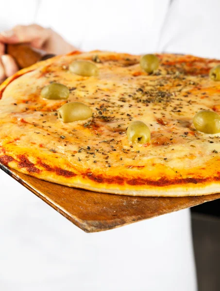 Closeup Of Pizza On Shovel — Stock Photo, Image