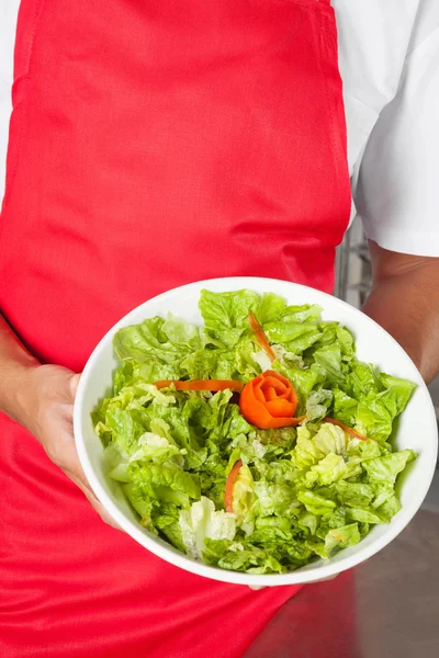 Chef-kok presenteert salade — Stockfoto