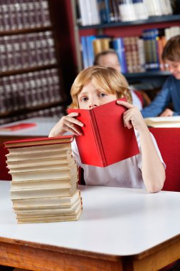 Öğrenci kitap kütüphane aracılığıyla bakmak