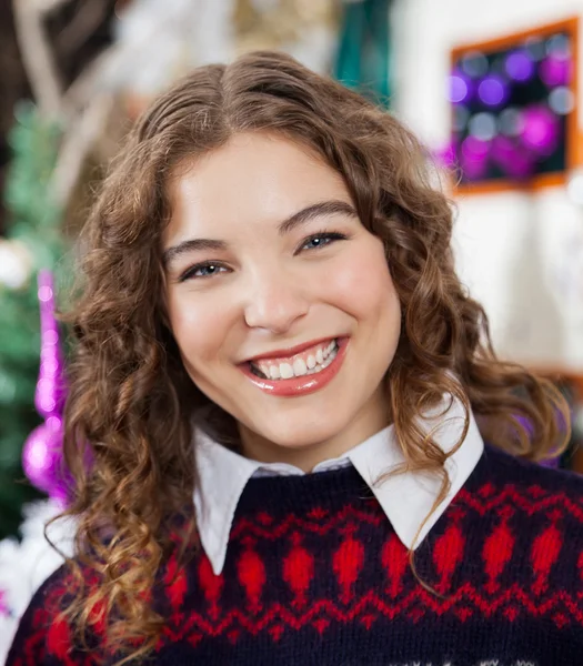 Beautiful Woman In Christmas Store — Stock Photo, Image