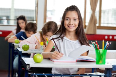 schoolgirl sınıf, kitap yazma