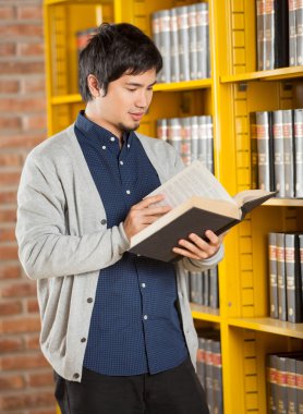 öğrenci tarafından raf kitaplığındaki kitap okuma